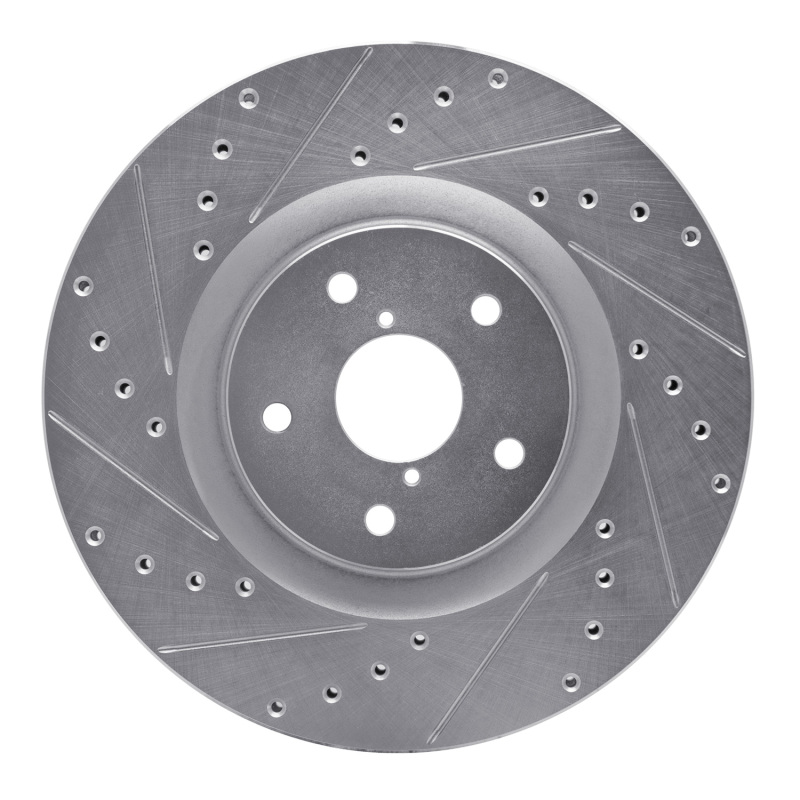 Subaru Ascent Brake Rotor (1) - Front Left - R1 Concepts - Drilled & Slotted - Silver - `19-`23